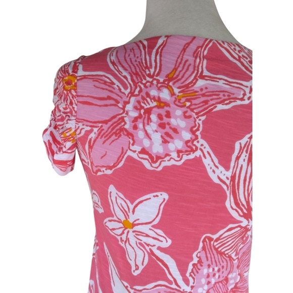 Lilly Pulitzer Boatneck Lana Ruched Sleeve Tee Size Small - Picture 7 of 9